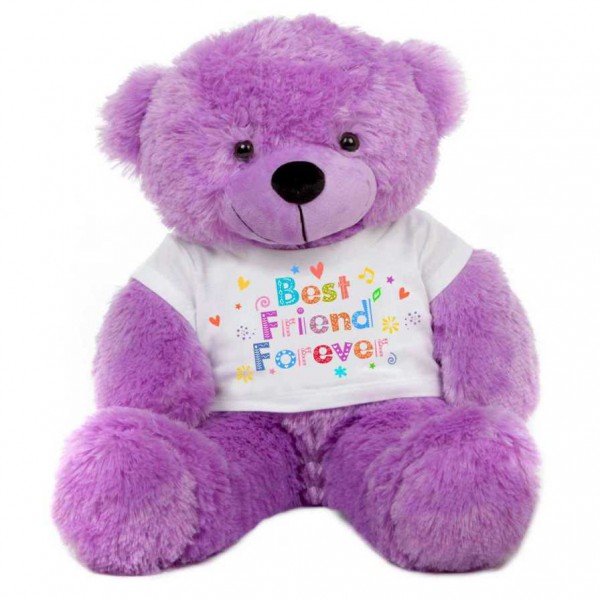 Purple 2 feet Big Teddy Bear wearing a Best Friend Forever T-shirt